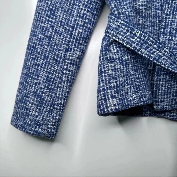 Banana Republic Blue Tweed Wool Blend Tie Belt Jacket Size 10 - Picture 4 of 10